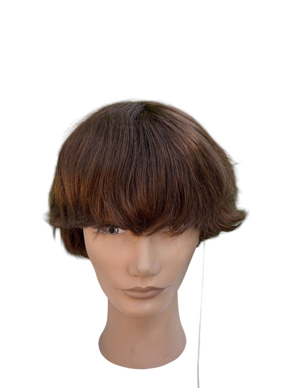 NWT Pantene beautiful lengths human hair short brown bowl cut unisex wig